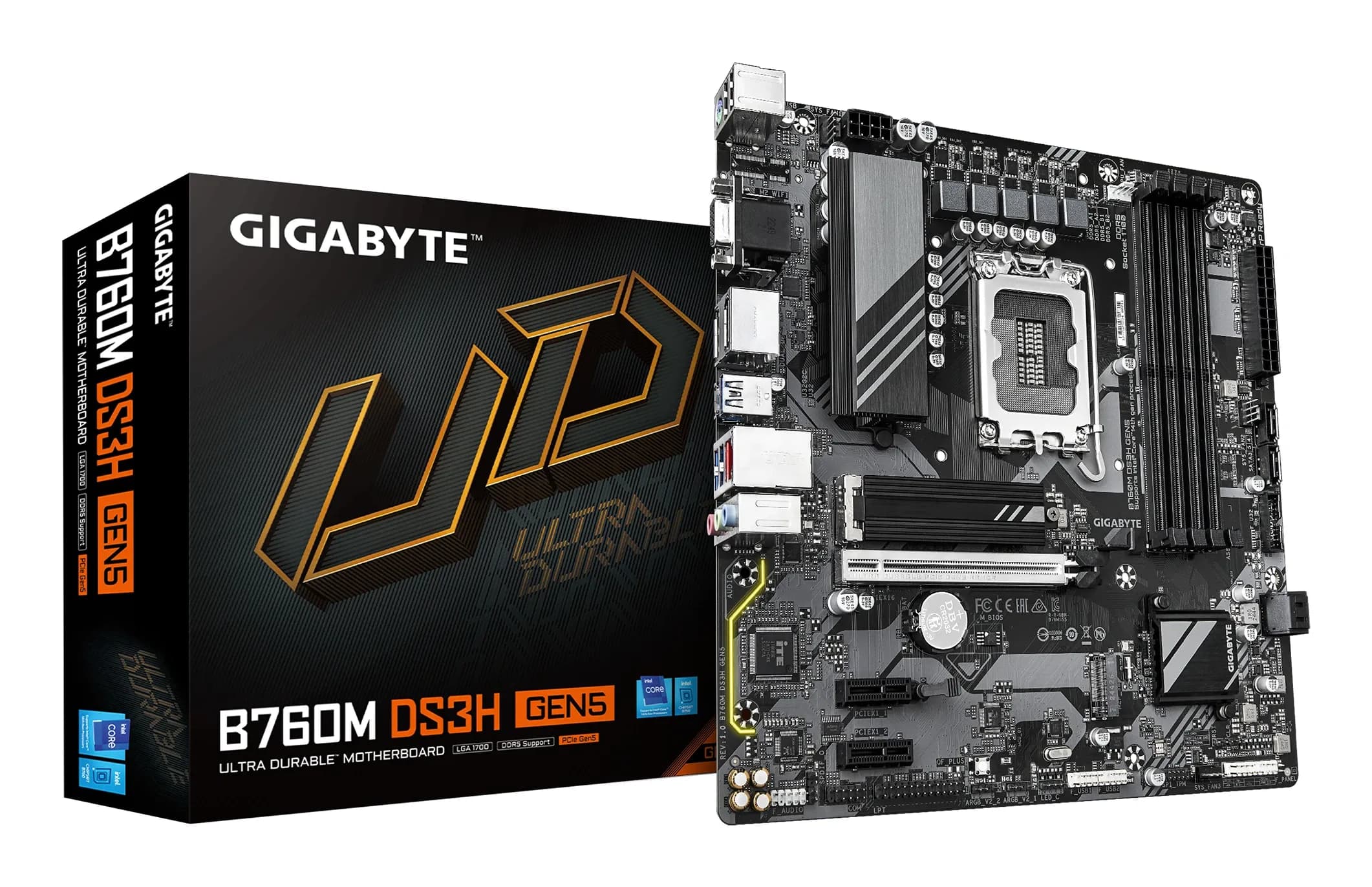 MB LGA1700 GIGABYTE B760M DS3H GEN5,4xDDR5,12xUSB,4xSATAIII,mATX,PCIe16x, 2PCIe1x,VGA HDMI,DP