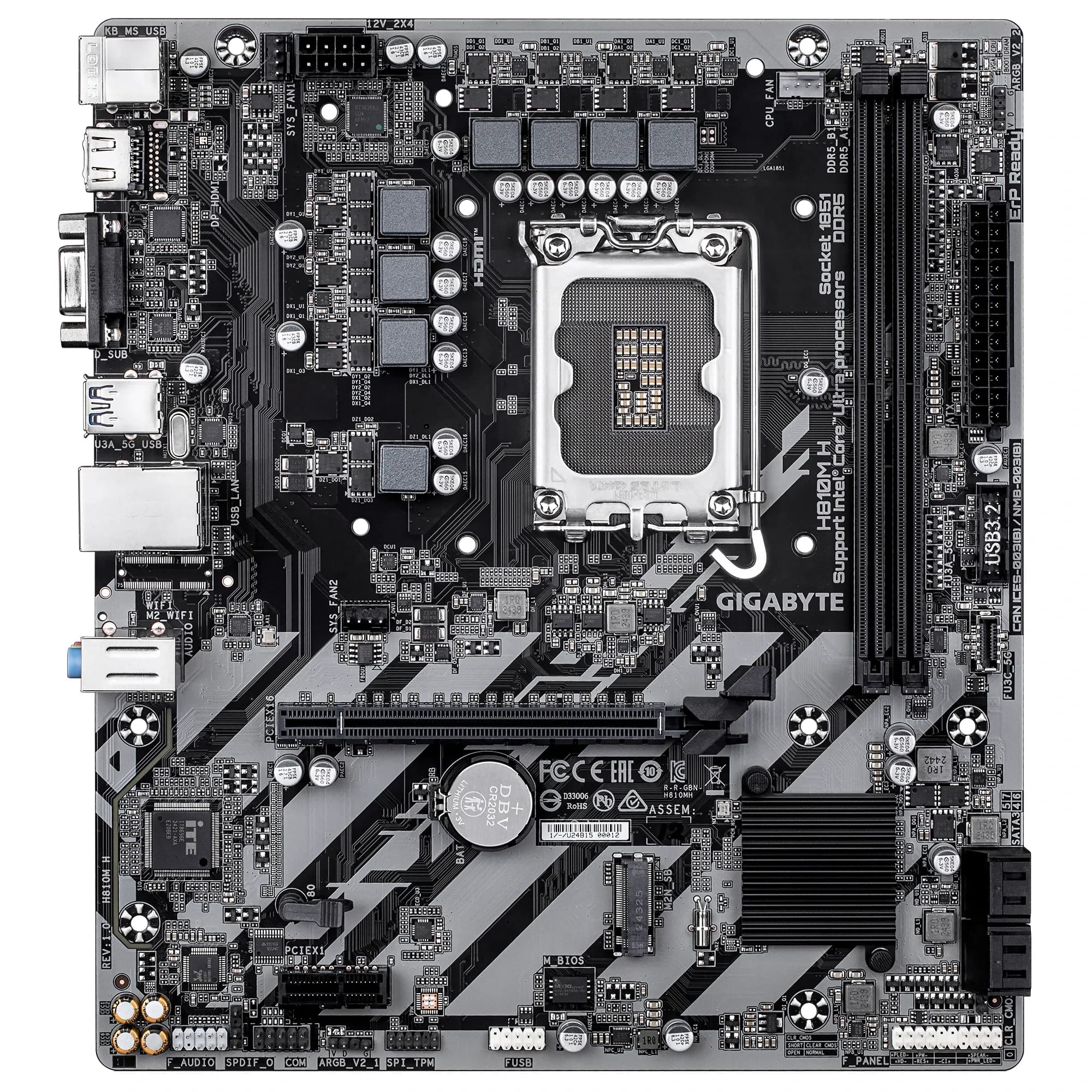 MB LGA1851 GIGABYTE H810M H,2xDDR5,9xUSB,mATX,1xM.2, 4xSATA, 1PCIe16x, 1PCIe1x, HDMI,VGA