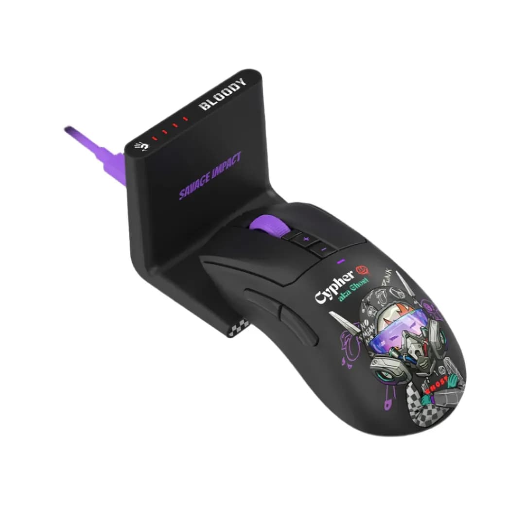 Мышь A4Tech Bloody R73 Ultra Duo, Cypher Ghost, Радиоканал (USB-приёмник)