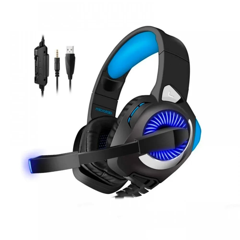 Наушники с микрофоном Microlab G4 GAMING BLACK/BLUE 3.5+USB