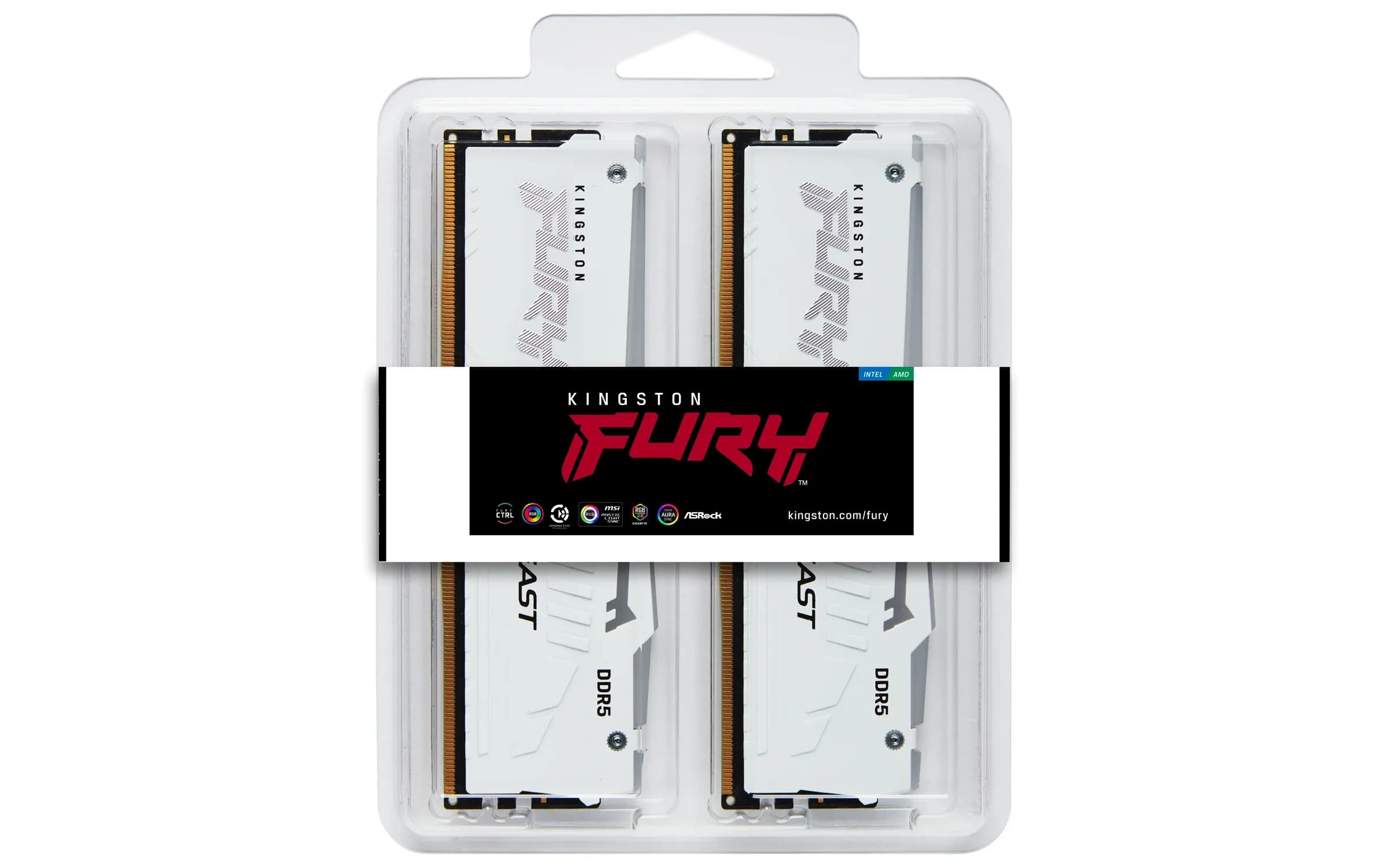 DDR5 32GB (2x16GB) PC-48000 (6000MHz) KINGSTON FURY BEAST WHITE RGB EXPO KF560C30BWEAK2-32