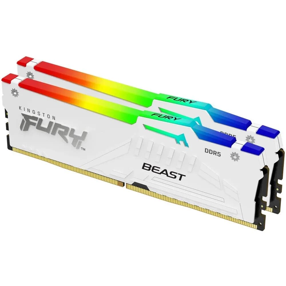 DDR5 64GB (2x32GB) PC-44800 (5600MHz) KINGSTON FURY BEAST WHITE RGB KF556C40BWAK2-64