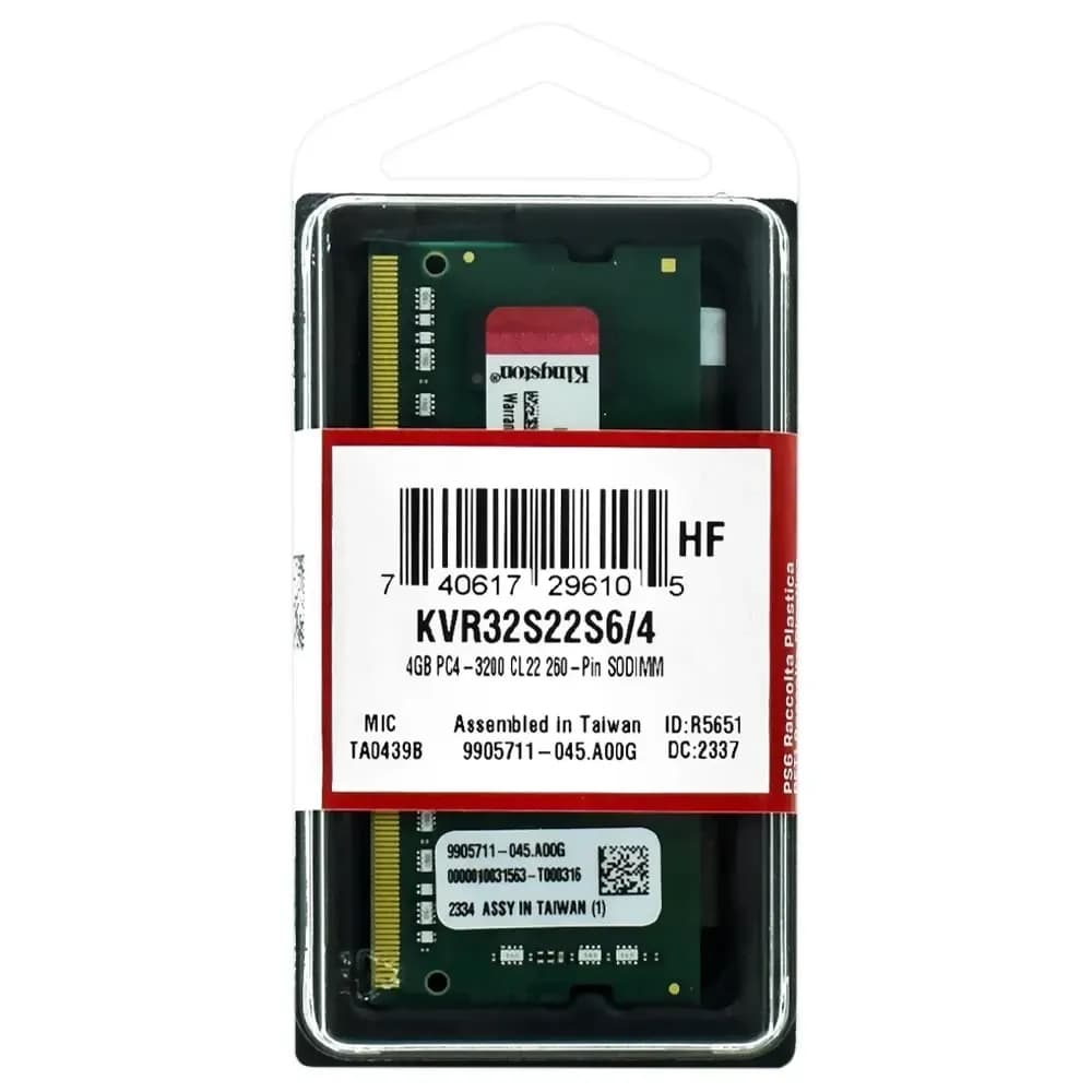 SODIMM DDR4 4GB PC-25600 (3200MHz) KINGSTON