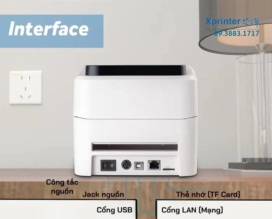 Xprinter XP-420B 4inch direct thermal barcode printer USB+LAN, White, 152mm/s, EU plug