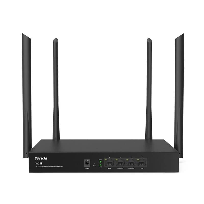 Wi-Fi роутер Tenda W18E (AC1200, 1200 Мбит/с, 4 порта) чёрный