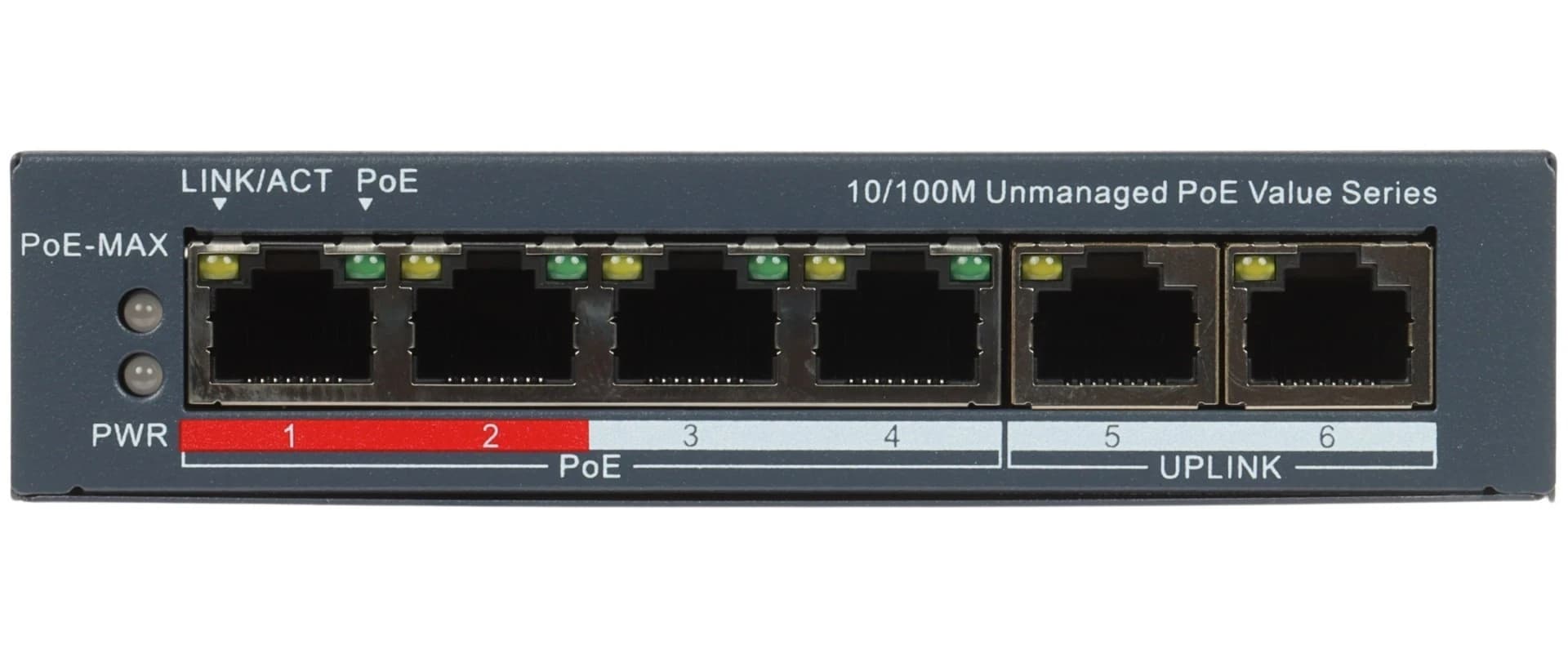 HUB Switch HIKVISION DS-3E0106P-E/M(B) 4x10/100Mbps PoE,2x100Mbpc,PoE budget:45W Metal