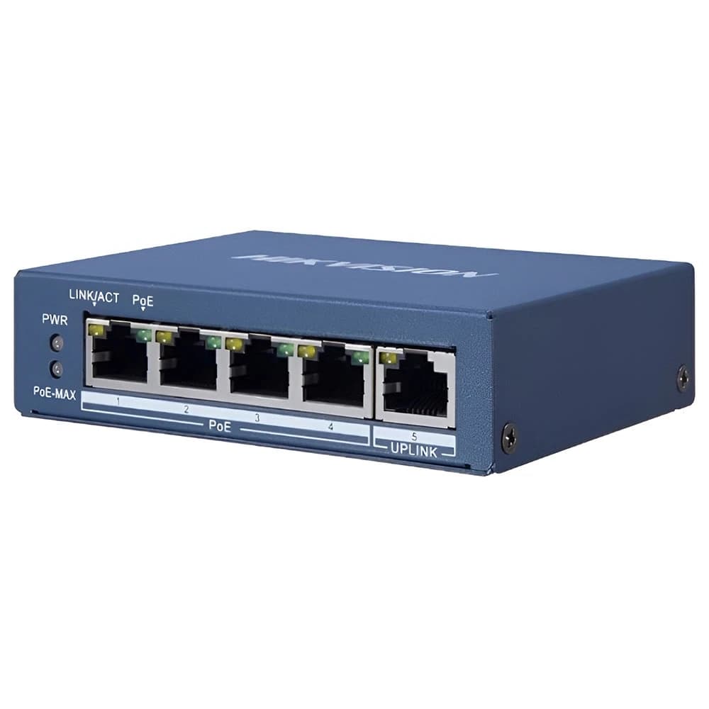 HUB Switch HIKVISION DS-3E0505P-E/M 4x10/100/1000Mbps PoE,1x1000Mbpc,PoE budget:35W Metal