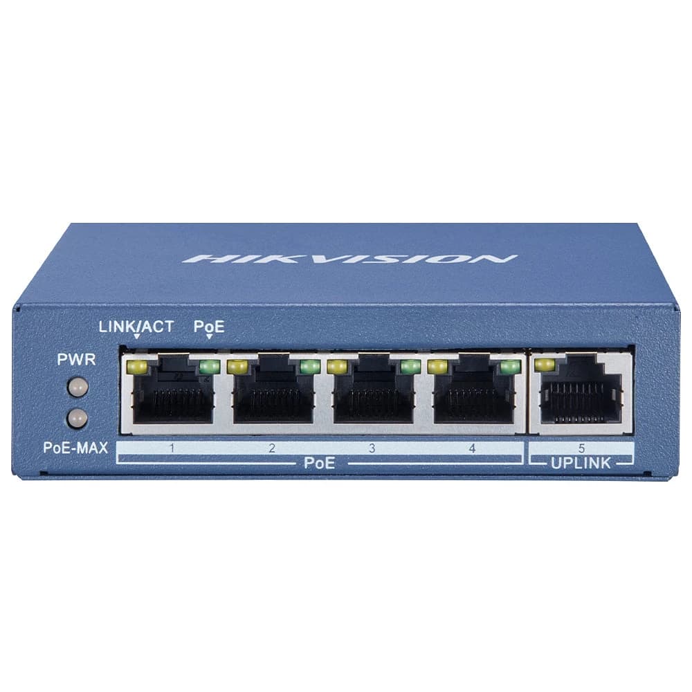 HUB Switch HIKVISION DS-3E0505P-E/M 4x10/100/1000Mbps PoE,1x1000Mbpc,PoE budget:35W Metal