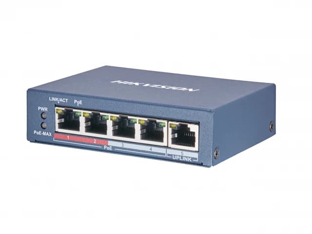 HUB Switch HIKVISION DS-3E0505P-E/M 4x10/100/1000Mbps PoE,1x1000Mbpc,PoE budget:35W Metal
