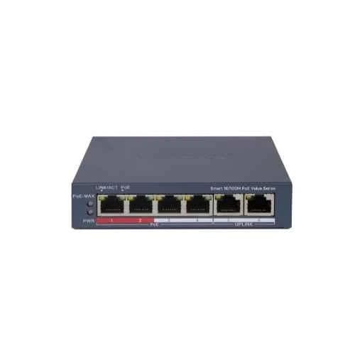 HUB Switch HIKVISION DS-3E1106P-EI/M(STD) SMART 4x10/100Mbps PoE,2x100Mbpc,PoE budget:60W Metal