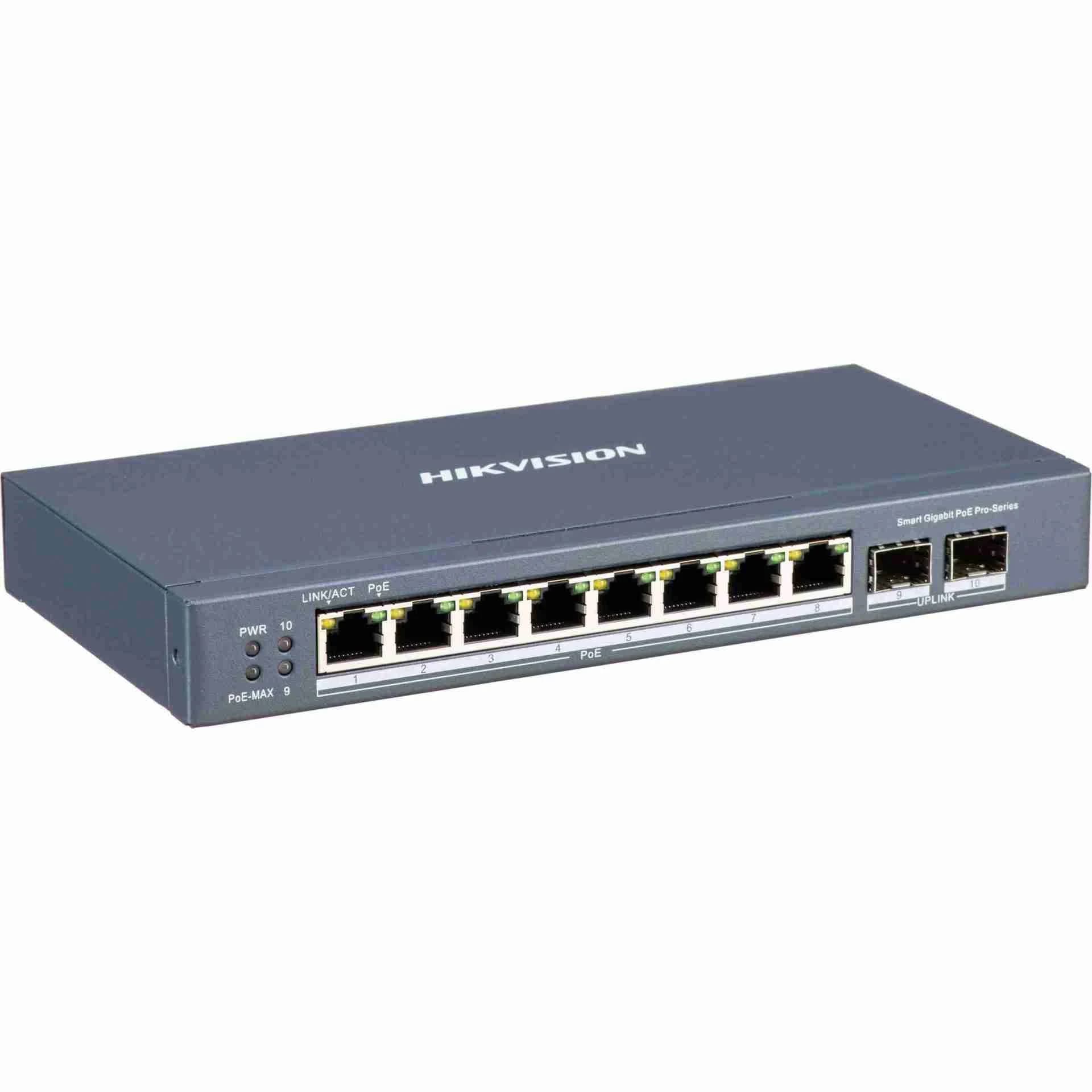 HUB Switch HIKVISION DS-3E1510P-EI/M SMART 8x1000Mbps PoE,2x1000Mbps,PoE budget:60W Metal
