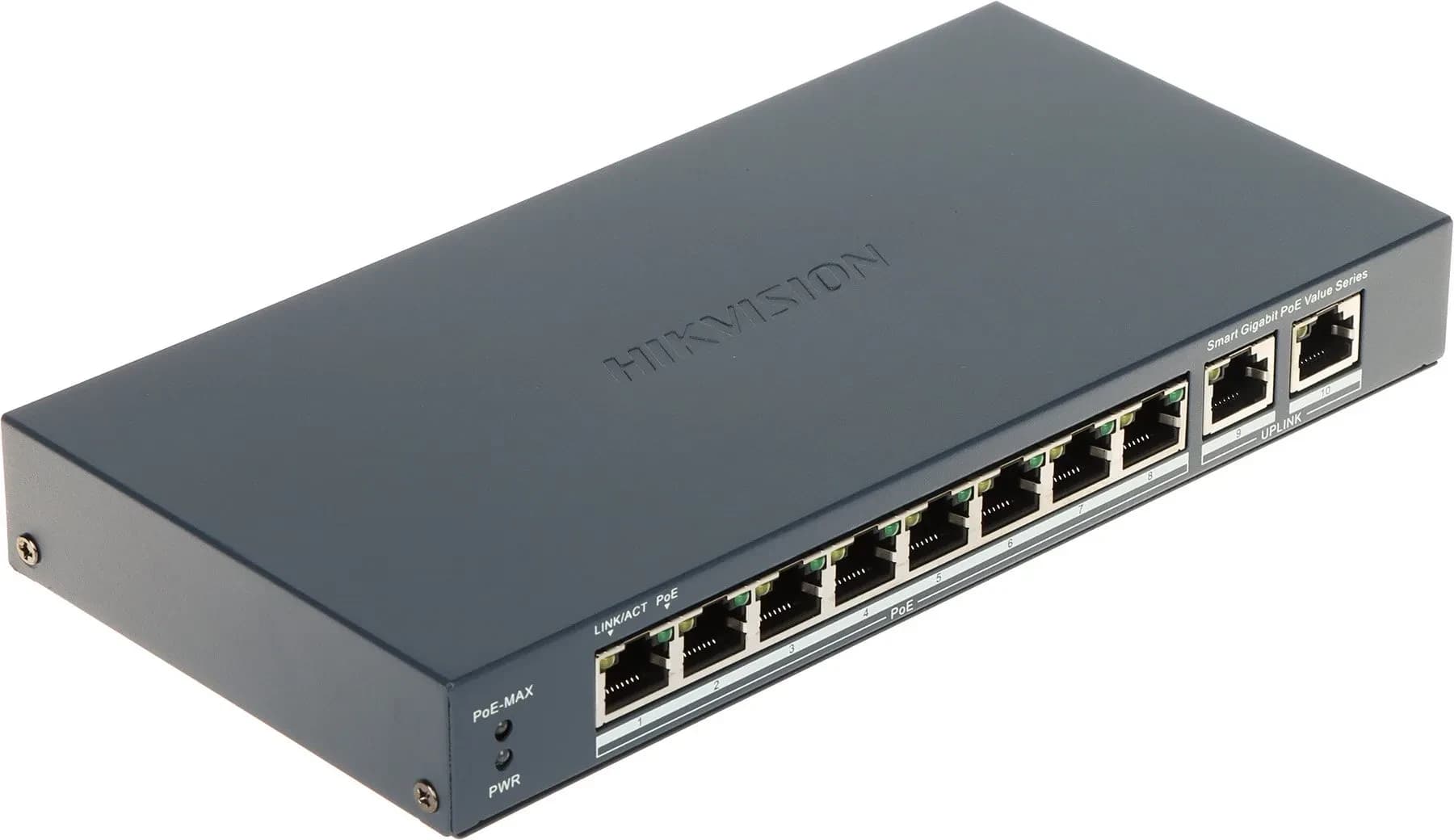 HUB Switch HIKVISION DS-3E1510P-EI/M SMART 8x1000Mbps PoE,2x1000Mbps,PoE budget:60W Metal