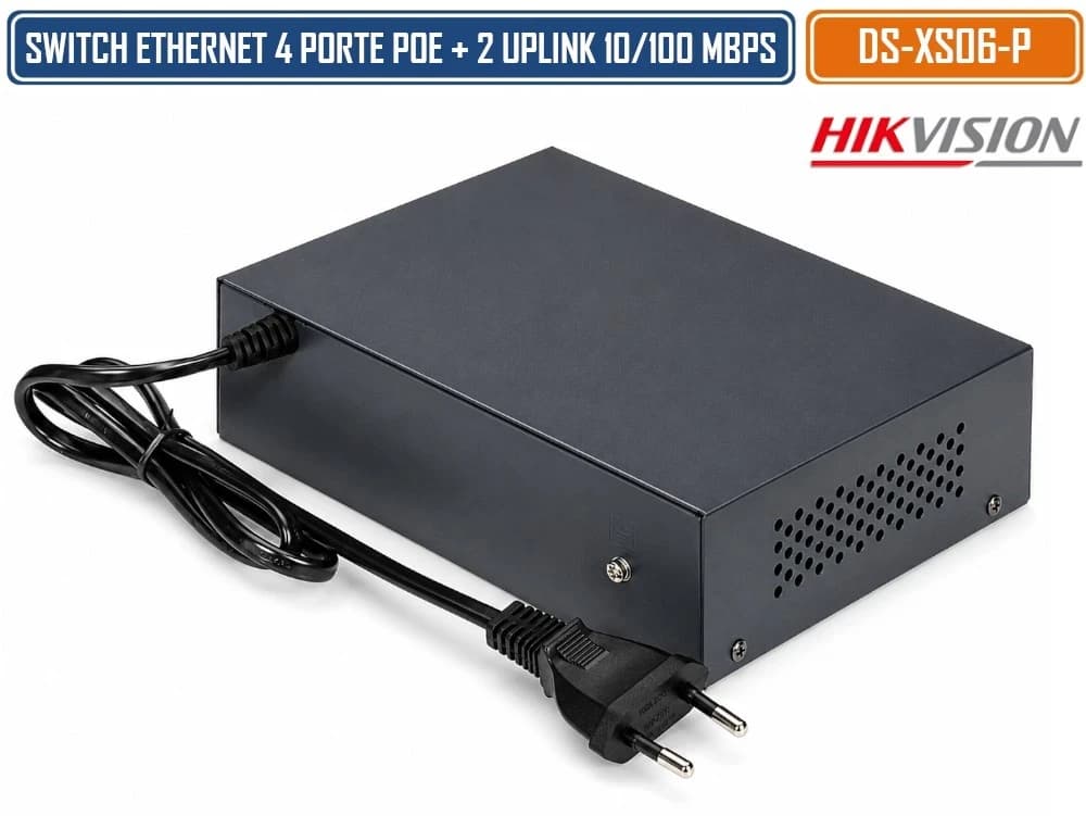 HUB Switch HIKVISION DS-XS06-P 4x10/100Mbps PoE,2x100Mbpc,PoE budget:35W Metal