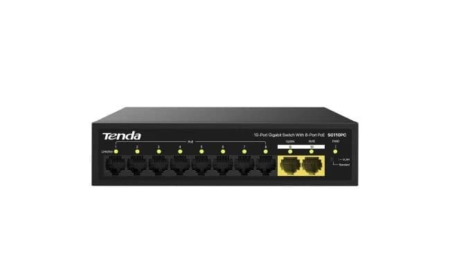 HUB Switch Tenda SG110PC 8-port PoE 1000Mbps + 2-port 1000Mbps PoE budget:100W