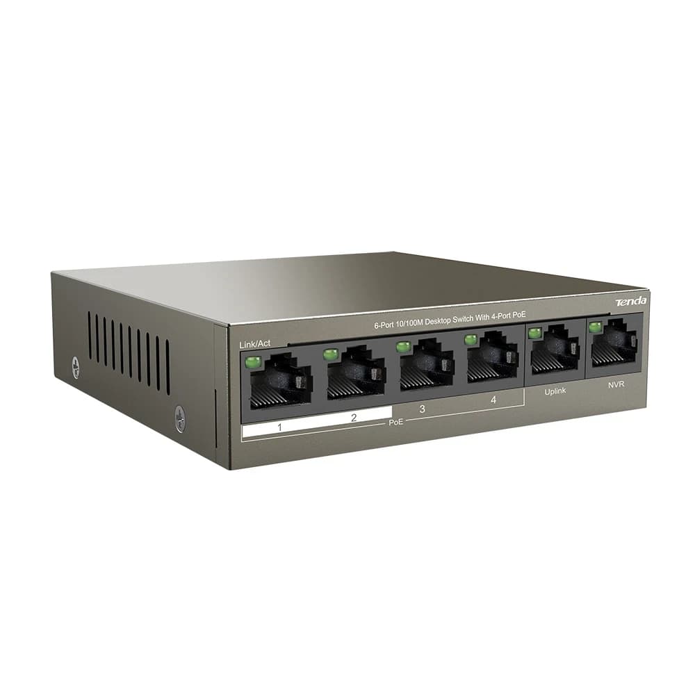 HUB Switch Tenda TEF1106P-4-63W 4-port PoE 10/100Mbps + 2-port 10/100Mbps Steelcase