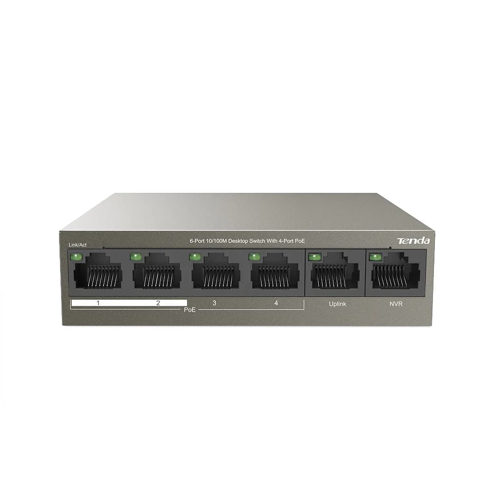 Коммутатор Tenda TEF1106P-4-63W (6 портов, 10/100 Мбит/с, 30 Вт PoE)