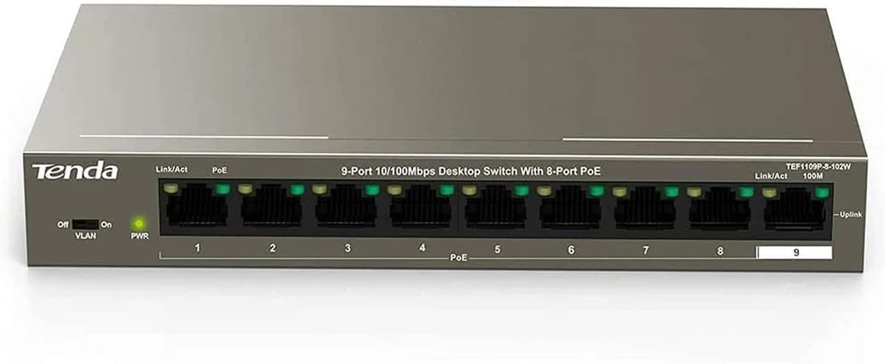 HUB Switch Tenda TEF1109P-8-102W 8-port PoE 10/100Mbps + 1 10/100Mbps