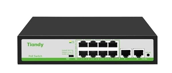 HUB Switch TIANDY TC-P3S010 Spec:F/0820/AT/90 8x10/100Mbps PoE,2x100Mbpc,PoE budget:90W Metal