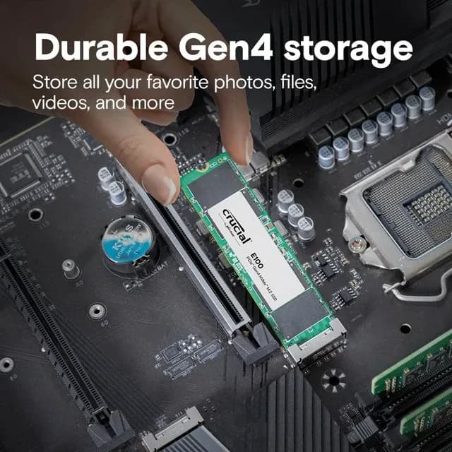 Crucial E100 2TB PCIe NVMe Gen4x4 M.2 2280, RW Speed up to 5000/4500 MB/s, [CT2000E100SSD8]