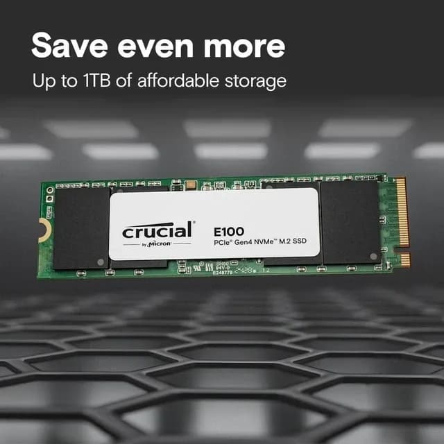 Crucial E100 2TB PCIe NVMe Gen4x4 M.2 2280, RW Speed up to 5000/4500 MB/s, [CT2000E100SSD8]
