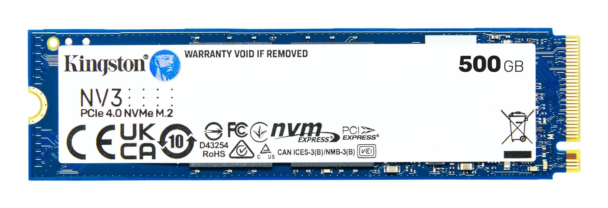 Kingston NV3 500GB PCIe NVMe Gen4x4 M.2 2280, RW Speed up to 5000/3000MB/s, [SNV3S/500G]