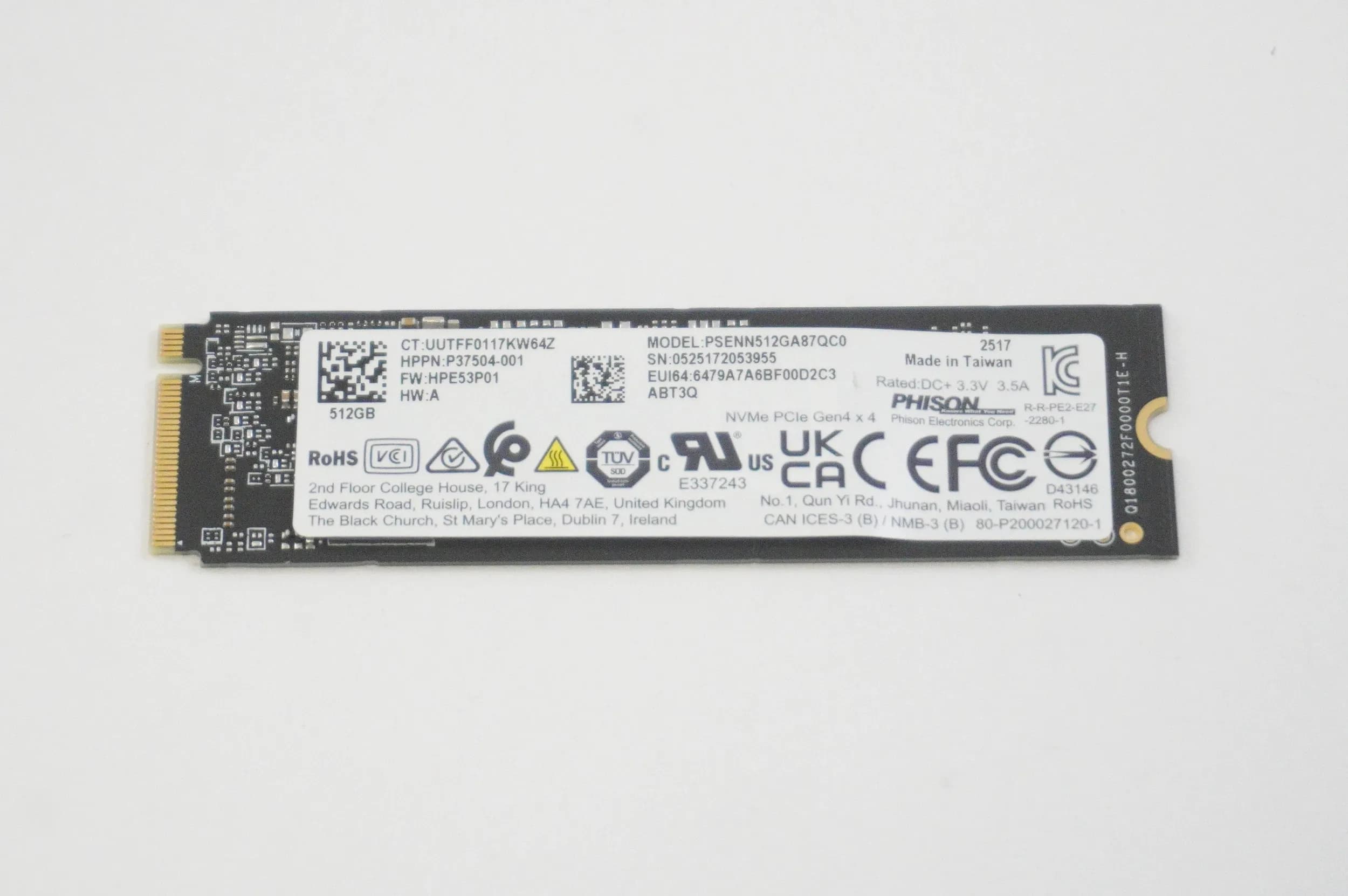 PHISON 512GB PCIe NVMe Gen4x4 [PSENN512GA87QC0]