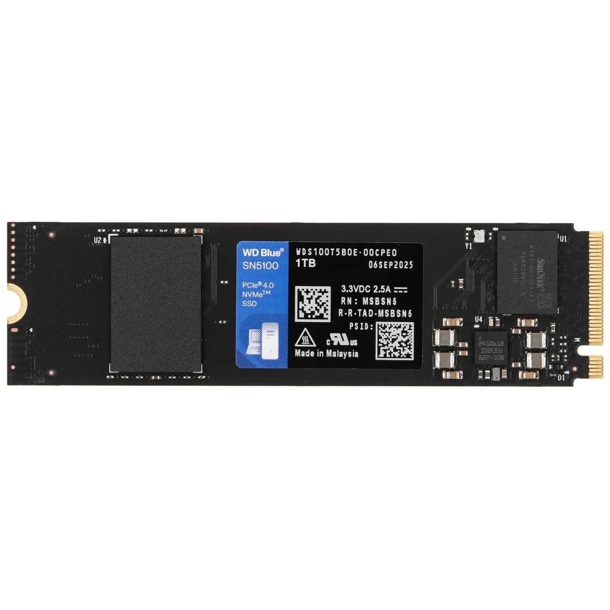 Western Digital BLUE SN5100 1TB PCIe NVMe Gen4x4 M.2 2280, RW Speed up to 7100/6700 MB/s, Expansion for PS5, Gaming Console, [WDS100T5B0E]