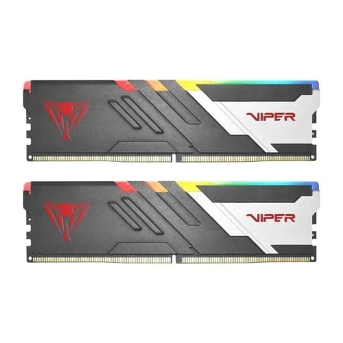 DDR5 32GB Kit (2x16GB) PC5-48000 (6000MHz) 1.35V, CL30, 288-Pin UDIMM, Desktop, RGB, with Heat sink (с Радиатором), Поддержка AMD EXPO, PATRIOT VIPER VENOM GAMING MEMORY, BLACK/SILVER, Made in Taiwan [PVVR532G600C30K]