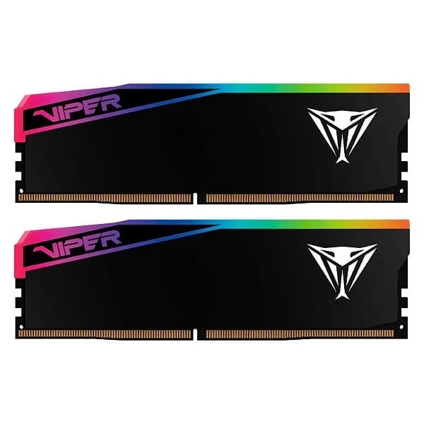 DDR5 32GB Kit (2x16GB) PC5-48000 (6000MHz) 1.4V, CL36, 288-Pin UDIMM, Desktop, RGB, with Heat sink (с Радиатором), PMIC & On-die ECC, Поддержка XMP 3.0 and AMD EXPO, PATRIOT VIPER Elite Ultra 5 GAMING MEMORY, BLACK, Made in Taiwan [VEUR532G6036K]
