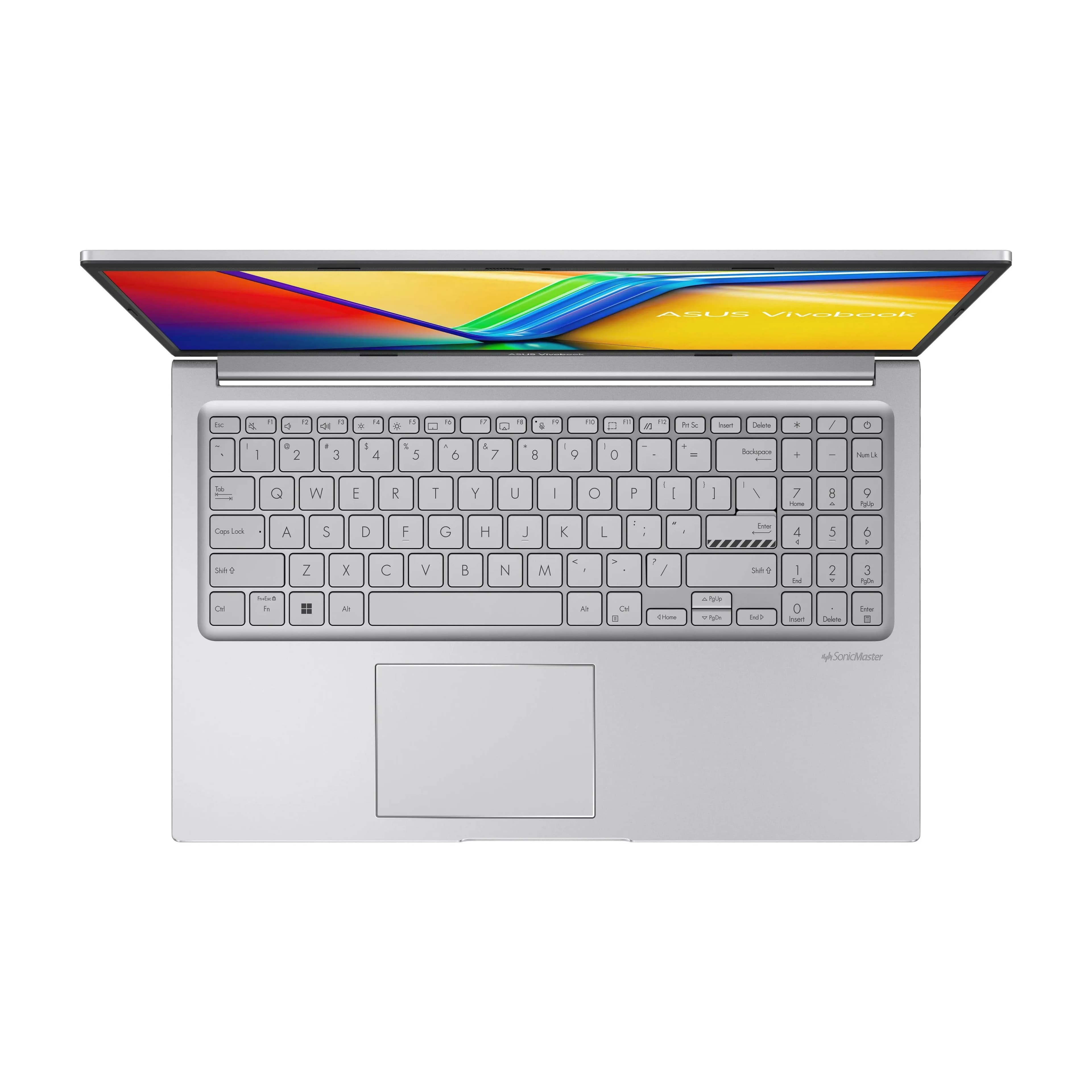 Asus VivoBook 15 F1504VA-BQ336 Intel Core 5-120U (10 ядер/12 потоков, up to 5.0Ghz), 15.6" FULL HD IPS (1920 x 1080), 8GB DDR5, 256GB SSD PCIe NVMe, Intel Graphics, 3xUSB Type-A, 1xUSB Type-C, WiF 6, BT 5.2, 720p HD Camera with Privacy Shutter, Backlit Chiclet Keyboard (Подсветка клавиатуры), Fast Charging (Быстрая зарядка), Eng-Rus, COOL SILVER