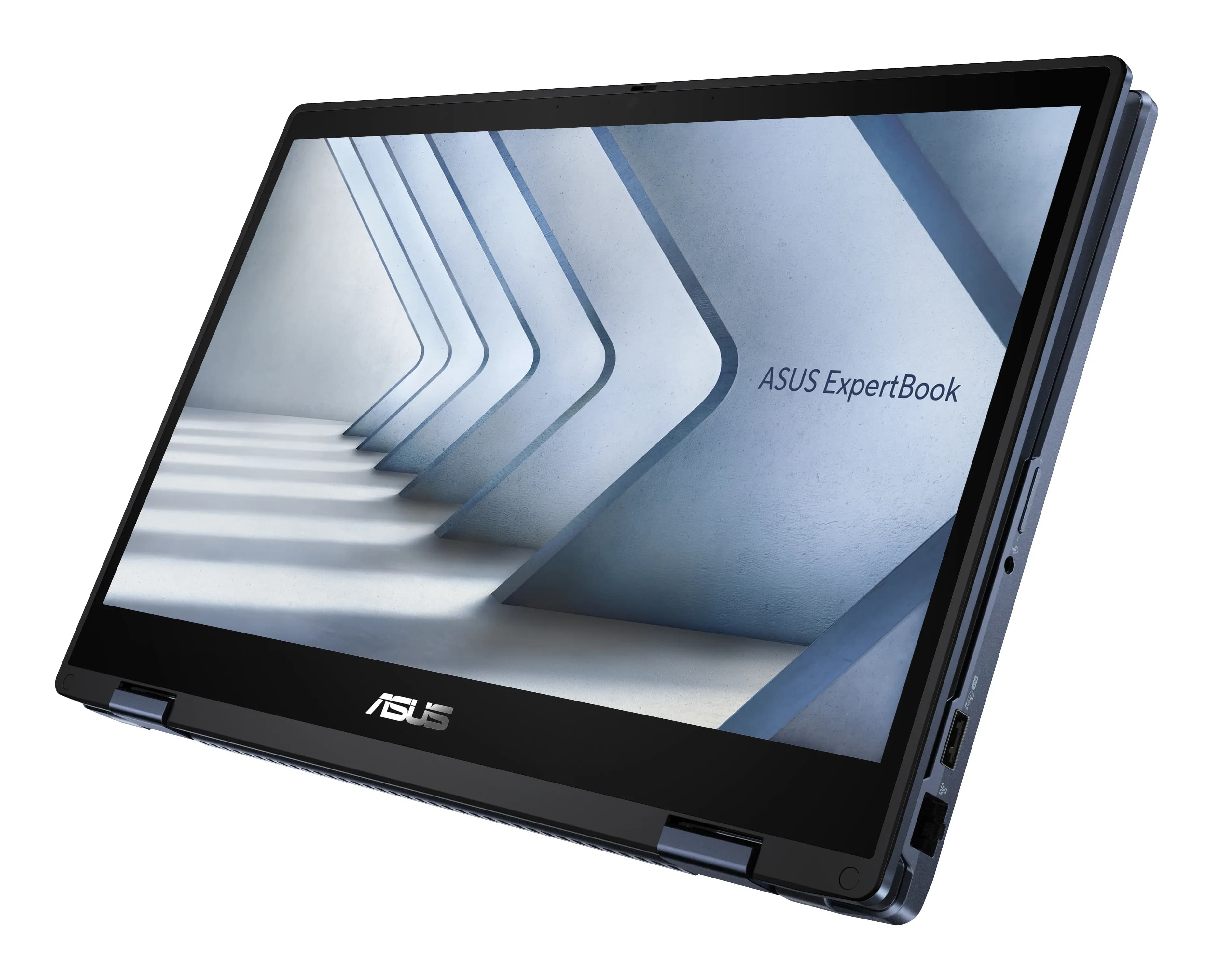 Asus ExpertBook B3 Flip 2-in-1 B3402FVA-I716512B7D Intel Core 7-150U (10 ядер/12 потоков, up to 5.4Ghz), 14.0" FULL HD IPS 400nits (1920 x 1080) 360° Touchscreen, 8GB DDR4-3200Mhz, 256GB SSD PCIe NVMe M.2, Intel Graphics, WiFi 6E, BT5.4, 2xUSB Type-A, 2xThunderbolt 4, RJ45 Gigabit Ethernet, HDMI 2.1, 720p 3DNR HD Webam with Privacy Shutter, Audio Sound by SonicMaster, Backlight Chiclet Keyboard (Подсветка клавиатуры), Fingerprint Scaner (Сканер отпечатка пальцев), Metallic Lid (Металлическая крышка), Quick Charge Type-C (Быстрая зарядка), Copilot key, Eng-Rus, STAR BLACK + Стилус, сумка, мышь Asus в комплекте