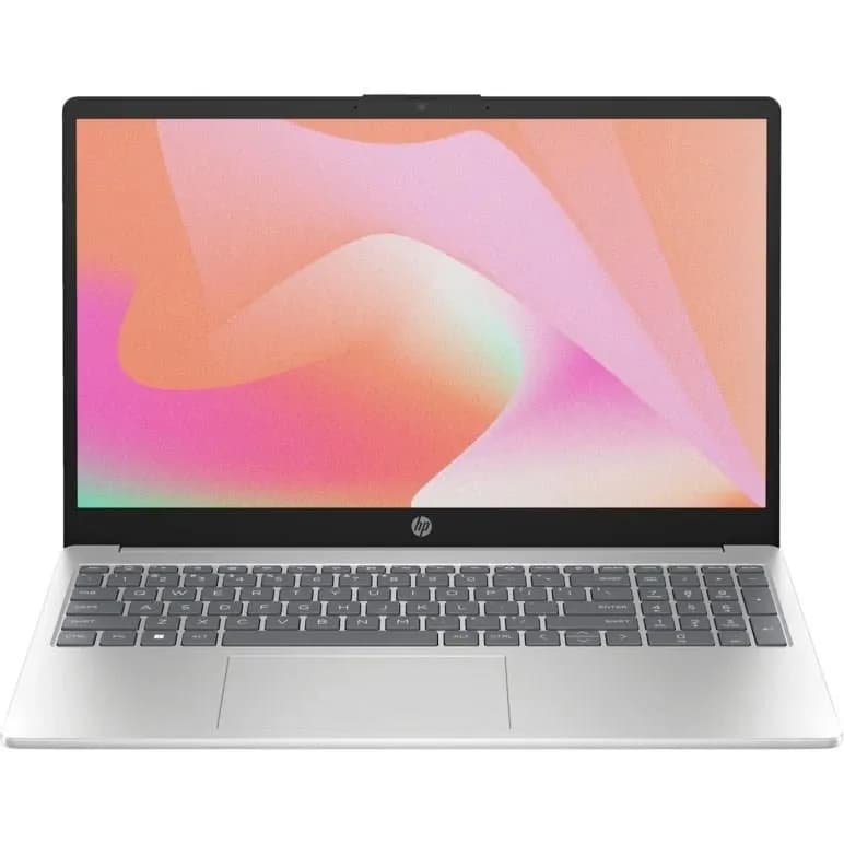 HP 15-fd1134nia Intel Core 3 100U (6 ядер/8 потоков up to 4.7GHz), 15.6" FULL HD (1920 x 1080) 250nits, 8GB DDR4, 256GB SSD PCIe NVMe M.2, Intel Graphics, WiFi 6, BT 5.4, 2xUSB Type-A, 1xUSB Type-C (with PD and DP 1.2), HP True Vision 720p HD Camera with privacy shutter, Backlight Chiclet Keyboard (Подсветка клавиатуры), HP Fast Charge (Быстрая зарядка), Eng-Rus, NATURAL SILVER