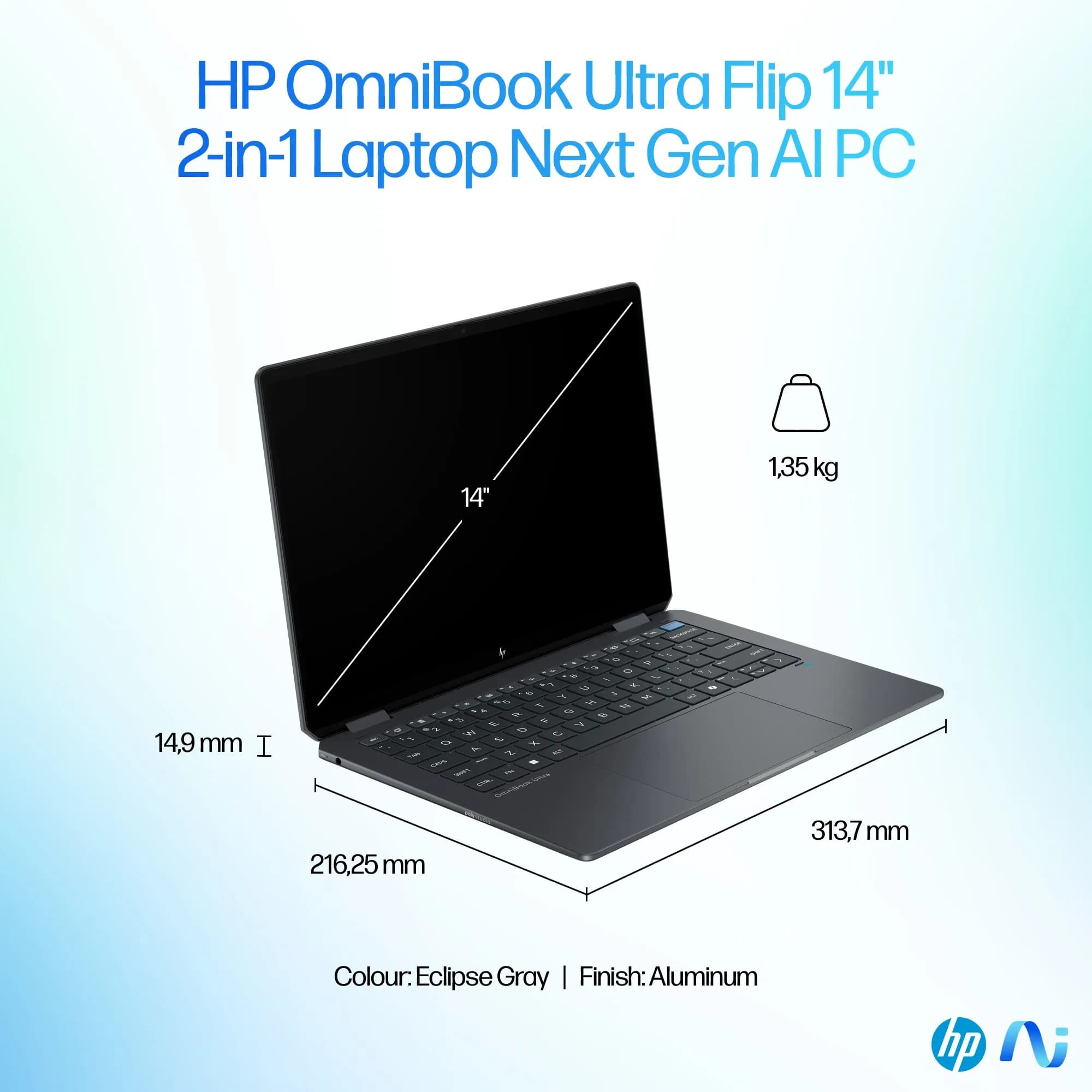 HP OmniBook Ultra Flip NGAI 2-in-1 14-FH0047NR, 16 ГБ RAM / 512 ГБ SSD