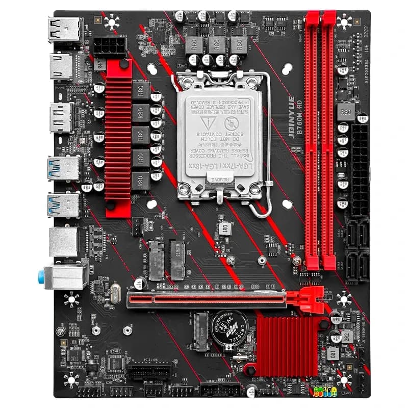 Материнская плата JGINYUE B760M HD (LGA1700, B760, 2DDR4, PCI-Ex16, PCI-Ex1, 2xM.2, 4SATA, 3xUSB2.0+4xUSB3.0, HDMI,DP,mATX)