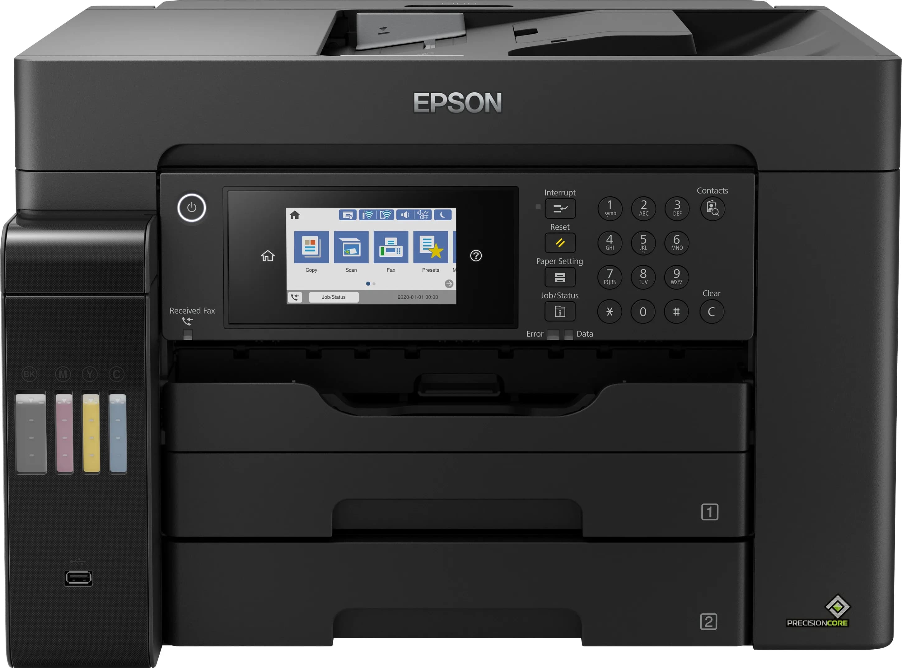 МФУ струйное Epson L15160 (Printer-copier-scaner, Fax A3+, 25/12ppm (Black/Color), 64-255g/m2, 4800x1200dpi, 1200x2400 scaner, Type-A,USB, Wi-Fi)
