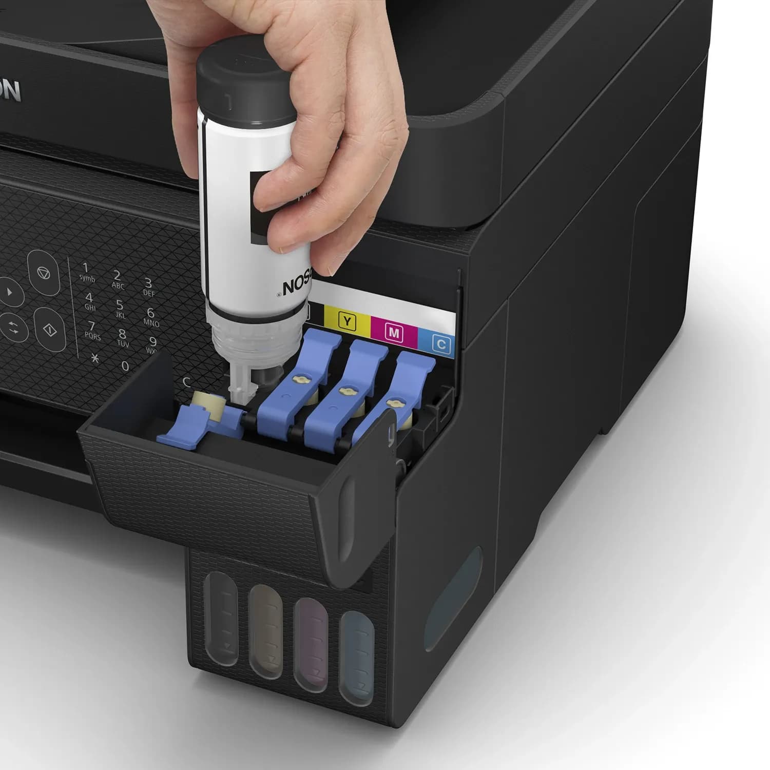 МФУ струйное Epson L5290 (A4, СНПЧ, Принтер, Копир, Сканнер, Факс, 33/15ppm, 5760x1440 dpi, 1200x2400dpi сканнер, ADF, WiFi, Ethernet, 4-х цветное, Черный)