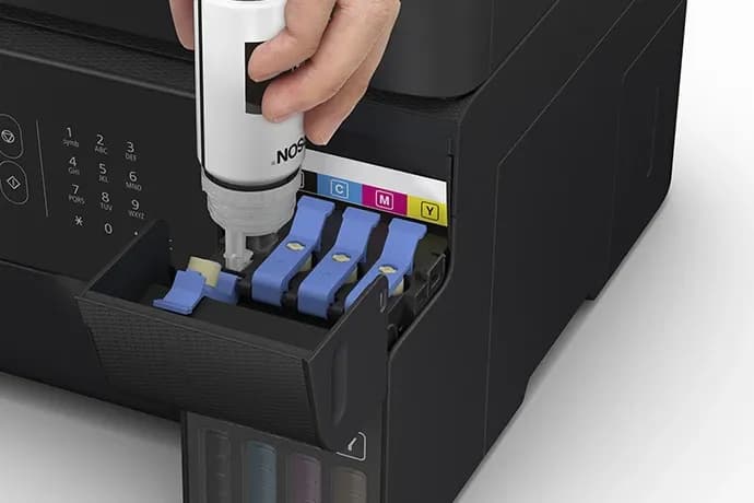 МФУ струйное Epson L5590 (A4, СНПЧ, Принтер, Копир, Сканнер, Факс, 33/15ppm, 4800x1200 dpi, 1200x2400dpi сканнер, ADF, WiFi, Ethernet, 4-х цветное, Черный)