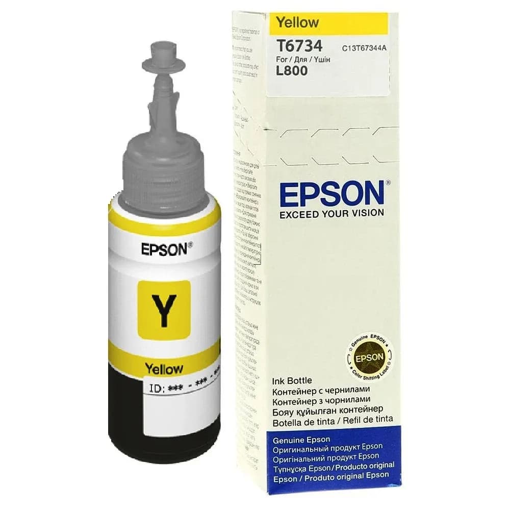 Краска Epson (C13T67344A) Желтый 70ml Картридж для струйного принтера L800