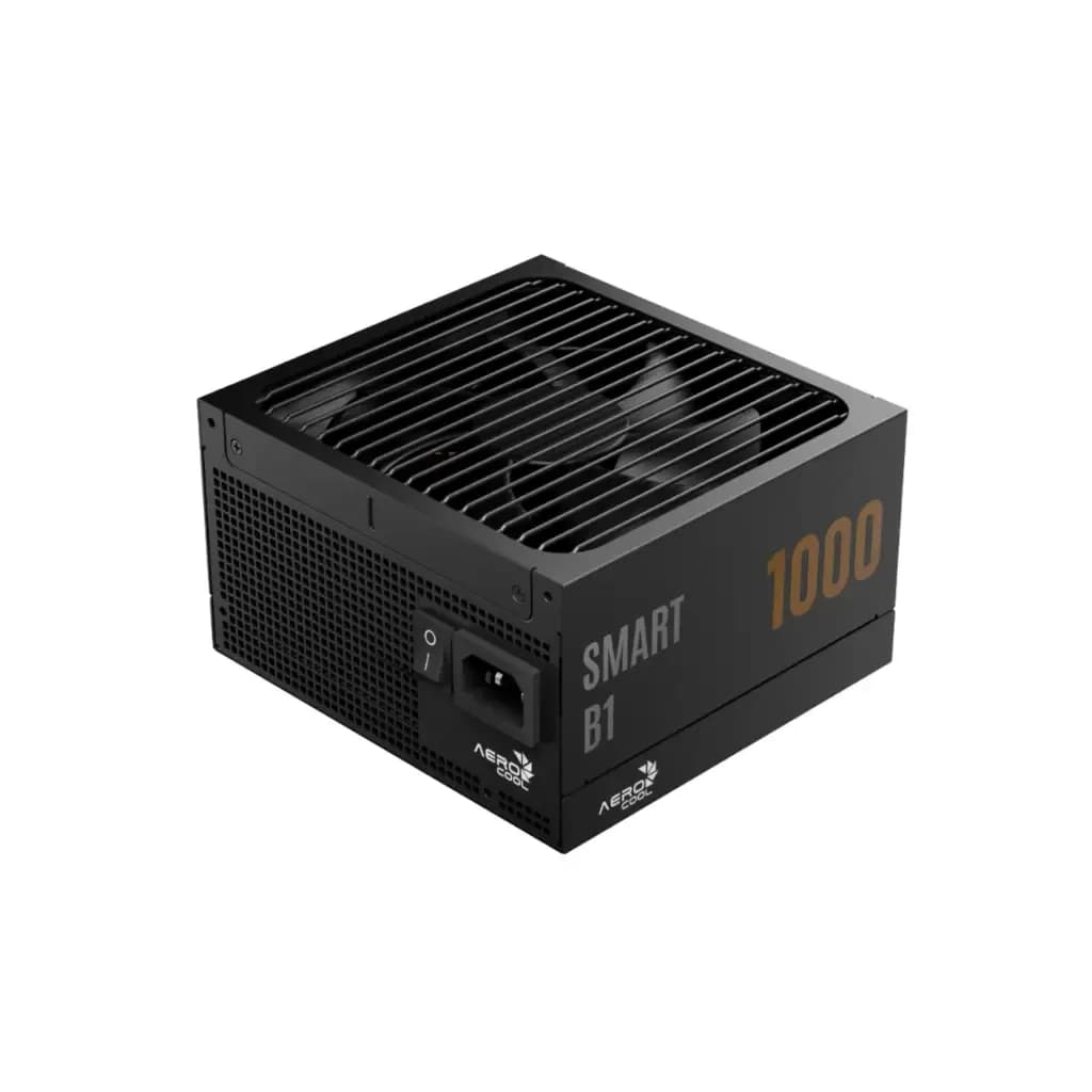 Блок питания 1000W Aerocool SMART B1 1000,1000W, ATX, 80 PLUS Bronze, 20+4 pin, 8pin, 4+4pin,8*Sata, 6*Molex, 6*PCI-E 6+2 pin, Вентилятор 13.5см, Кабель питания, Черный