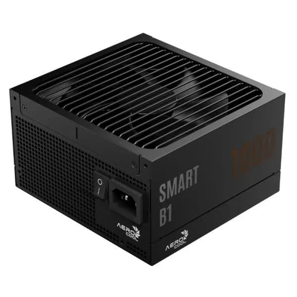 Блок питания 1000W Aerocool SMART B1 1000,1000W, ATX, 80 PLUS Bronze, 20+4 pin, 8pin, 4+4pin,8*Sata, 6*Molex, 6*PCI-E 6+2 pin, Вентилятор 13.5см, Кабель питания, Черный