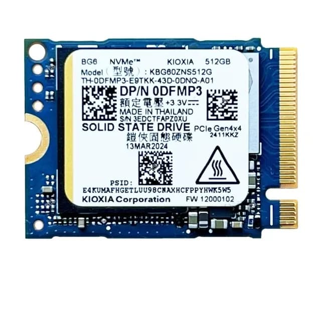 SSD KIOXIA KEG60ZNS512G 512GB M.2 2230 PCIe Gen4 x4 NVMe R:4,800 MB/s W:4,000 MB/s