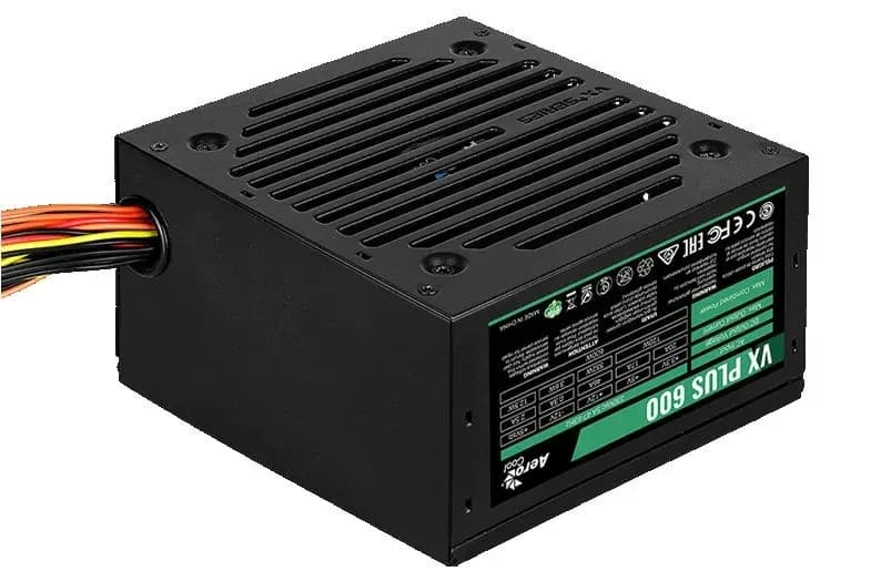 Блок питания 600W Aerocool VX PLUS Stealth 600, 600W, ATX, passive-PFC, 20+4 pin, 3*Sata, 3*Molex, 1*PCI-E 6 pin, поддержка Haswell, вентилятор 12 см, кабель питания, черный