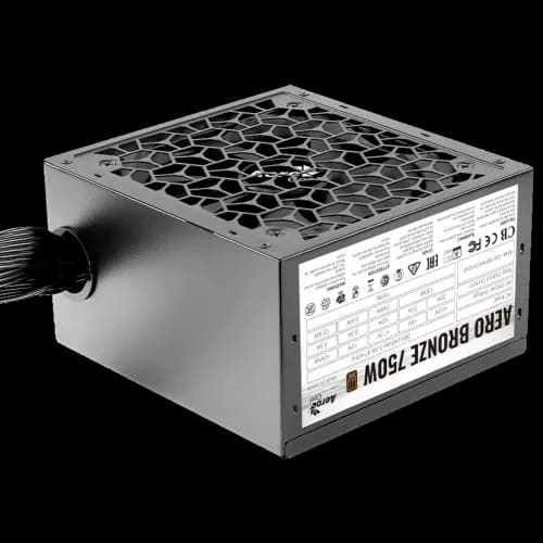 Блок питания 750W Aerocool AERO BRONZE 750W, 750W, ATX, Bronze, APFC, 20+4pin, 4+4pin, 5*Sata, 4*Molex, 2*PCI-E 6+2pin, Вентилятор 12см, Кабель питания, Черный