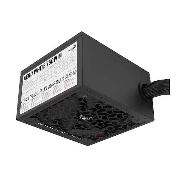 Блок питания 750W Aerocool AERO WHITE 750, ATX, APFC, 80PlusWhite, 20+4 pin, 4+4pin, 5*Sata, 3*Molex, 4*PCI-E 6+2 pin, Вентилятор 12 см, Кабель питания, Черный