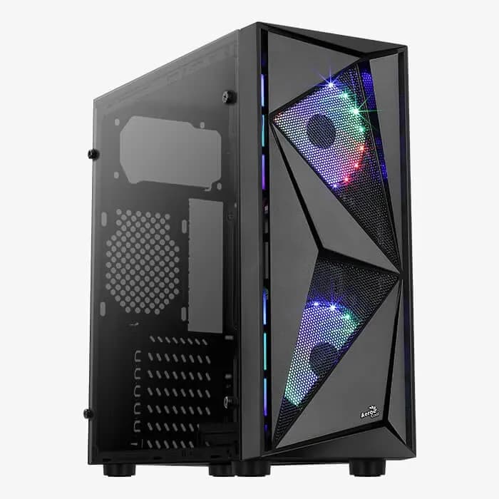 Корпус Aerocool Glider Cosmo-G-BK-v1, ATX/MicroATX,USB1*3.0/2*2,HDAudio+Mic, Кулер 2*12ARGB, Высота CPU кулера до157мм, Длина VGA до 325мм(без радиатора), 1*3.5"/4*2.5", 203x440x411мм, БезБ/П, Черный
