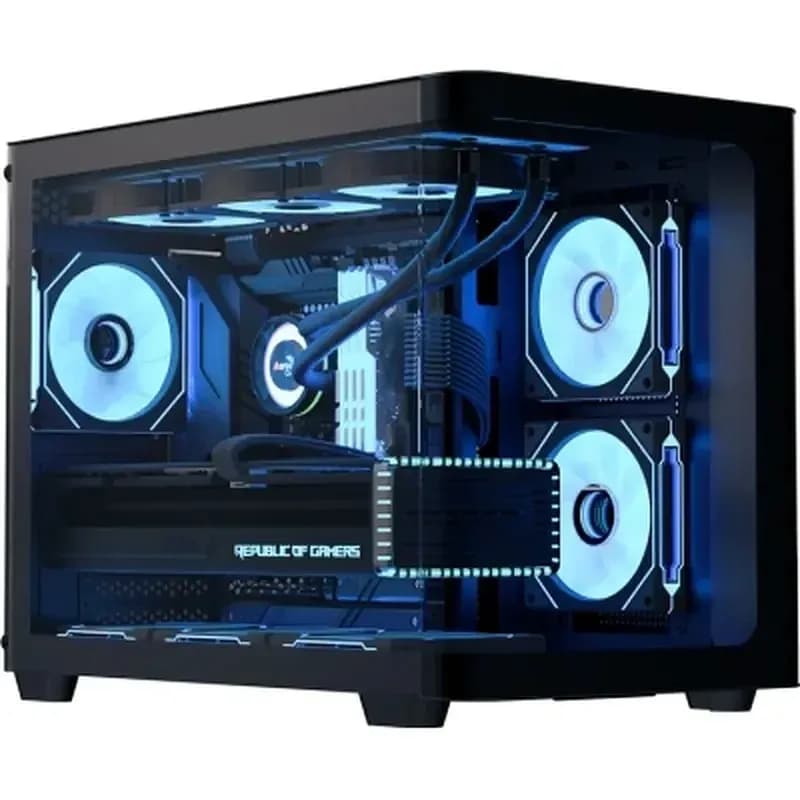 Корпус Aerocool P300C-G-BK-v1, micro ATX/mini-ITX,2xUSB3.0,HD-Audio+Mic,Кулер 12см,Высота CPU кулер до162мм,VGA до 450мм,2x3.5”/3x2.5,285x350x420 мм,Без Б/П,Черный,Included infinity mirror ARGB 3x120mm