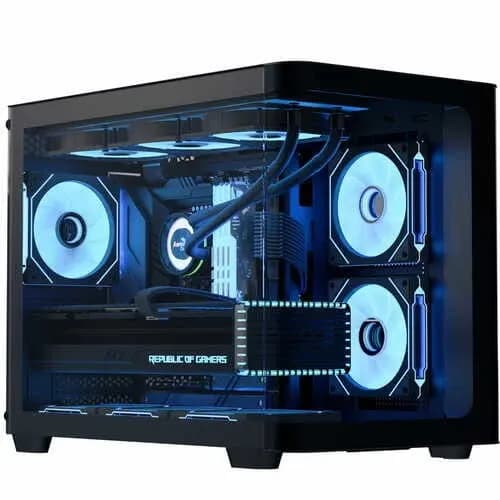 Корпус Aerocool P300C-G-BK-v1, micro ATX/mini-ITX,2xUSB3.0,HD-Audio+Mic,Кулер 12см,Высота CPU кулер до162мм,VGA до 450мм,2x3.5”/3x2.5,285x350x420 мм,Без Б/П,Черный,Included infinity mirror ARGB 3x120mm