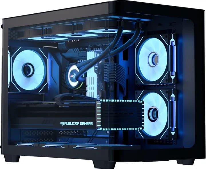 Корпус Aerocool P300C-G-BK-v1, micro ATX/mini-ITX,2xUSB3.0,HD-Audio+Mic,Кулер 12см,Высота CPU кулер до162мм,VGA до 450мм,2x3.5”/3x2.5,285x350x420 мм,Без Б/П,Черный,Included infinity mirror ARGB 3x120mm