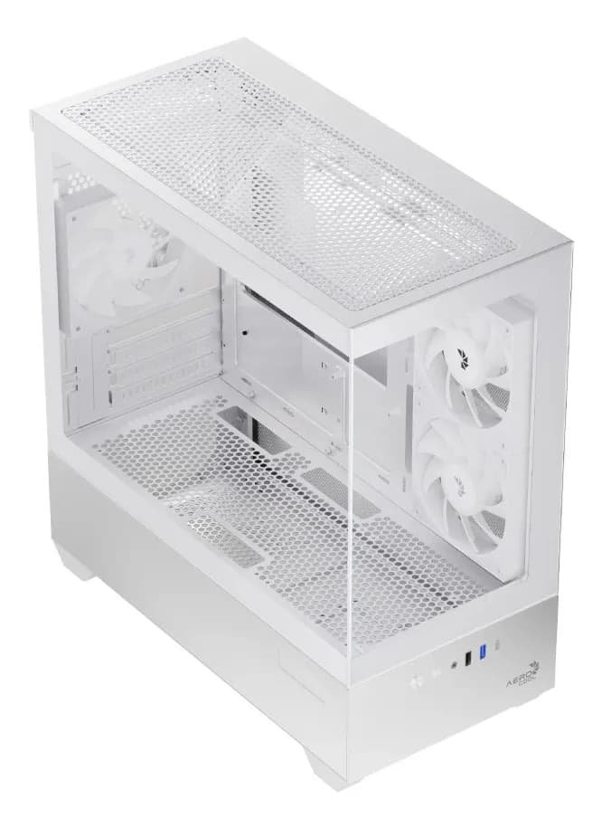 Корпус Aerocool P300D Digi-G-WT-v1, micro ATX/mini-ITX,USB3.0,USB-C,HD-Audio+Mic,Кулер 12см,Высота CPU кулер до165мм,VGA до 418мм,1x3.5”/2x2.5,212x420x420 мм,Без Б/П,Белый,Included ARGB 3x120mm