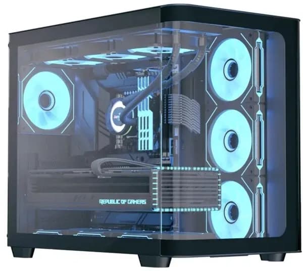 Корпус Aerocool P500C-G-BK-v1, ATX/micro ATX/mini-ITX,2xUSB3.0,HD-Audio+Mic,Кулер 12см,Высота CPU кулер до162мм,VGA до 450мм,2x3.5”/3x2.5,285x380x420 мм,Без Б/П,Черный,Included infinity mirror ARGB 4x120mm